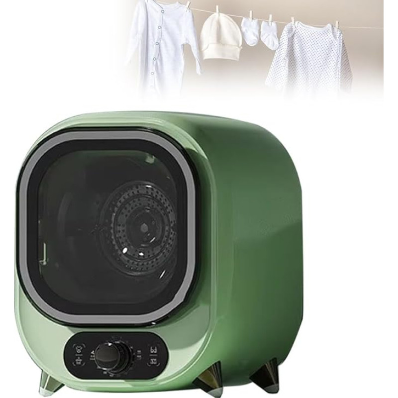 ELIKBH Condensation Tumble Dryer, Portable Mini Spin Dryer, 5 Drying Modes, 0.8 kg Load, Portable Mini Tumble Dryer, Mini Tumble Dryer for Underwear (Green)