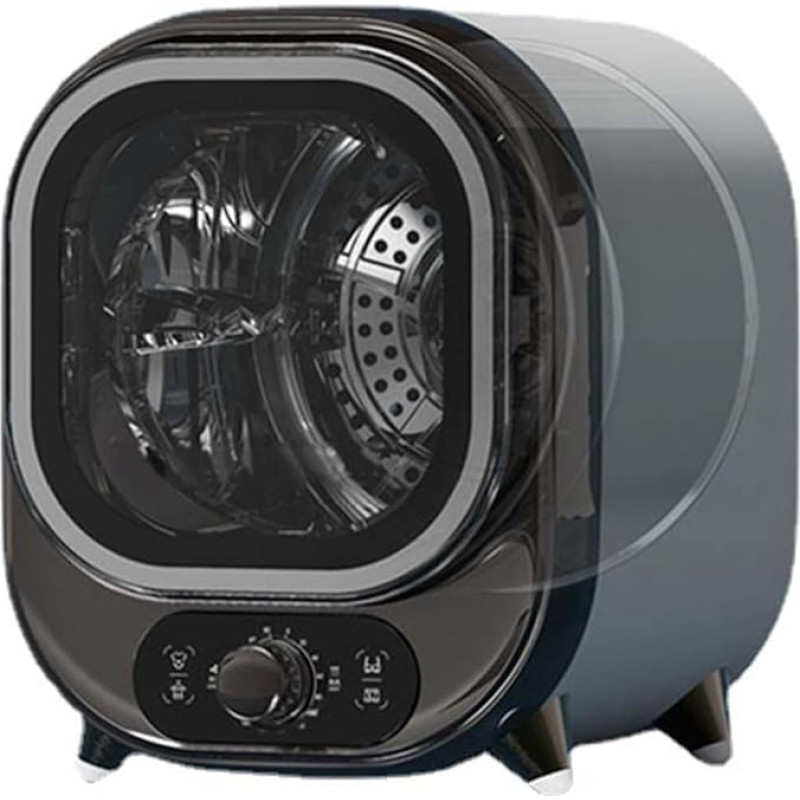 Tumble Dryer with Ventilation, Portable 5kg, Compact Mini Spin Dryer for Worktop or Wall Mounted, 0.8kg Load Capacity, Brown