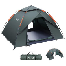 Amflip Camping Tent Automatic 3 Man Instant Tent Pop Up Dome Tent 4 Seasons Waterproof & Windproof Camping Tent with Removable Outer Tent Tarpaulin for Families, Camping