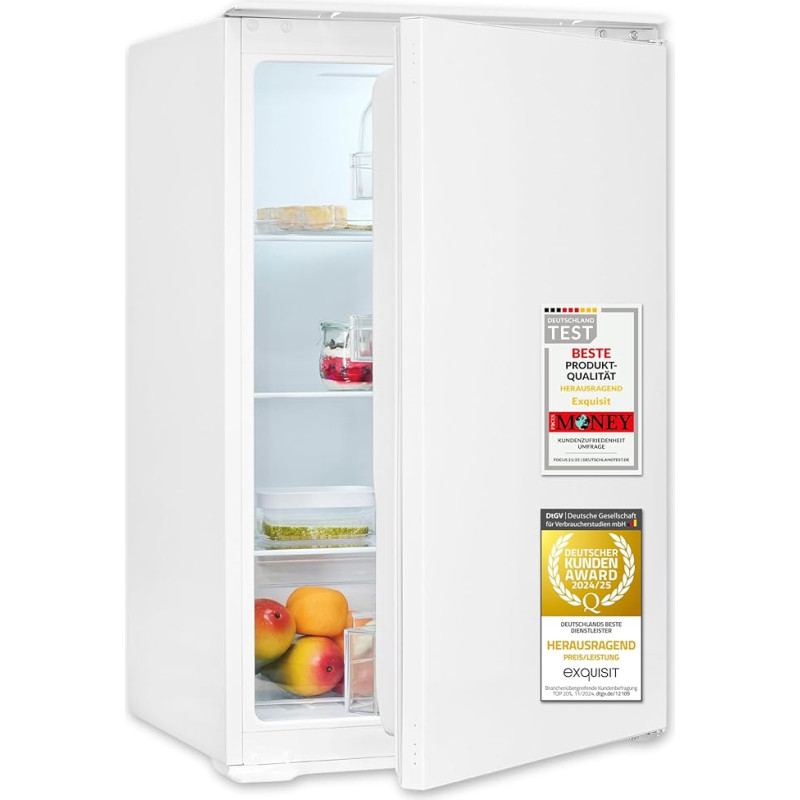 Exquisit EKS5131-V-040E Built-In Fridge without Freezer, 129 Litre Capacity, Built-in Fridge 88 cm, Tow Door Mounting, White