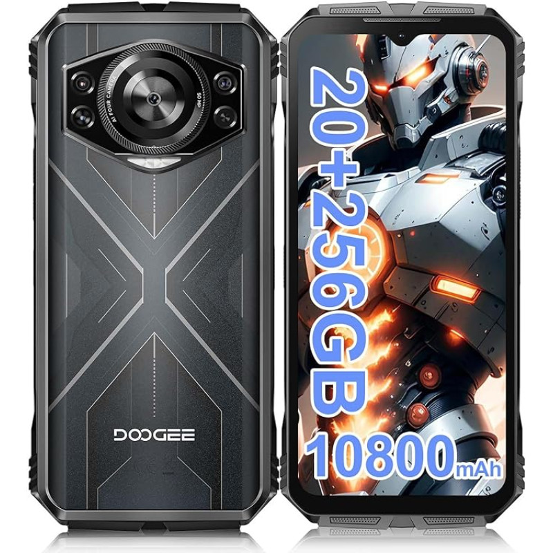 DOOGEE Scyber Välimaa mobiiltelefon ilma lepinguta Android 14 20GB (8+12)/256GB, 10800mAh, 50MP + 16MP Välimaa nutitelefon 6.6 tolli FHD+ Octa-Core IP68 veekindel ehitusplatsi mobiiltelefon 4G