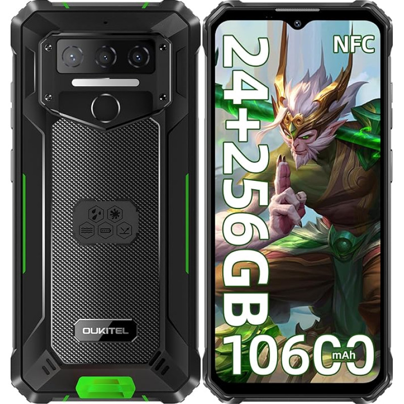 OUKITEL WP23 Plus Välimaa mobiiltelefon (2025) - 10600mAh 256GB ROM + 24GB RAM Välimaa nutitelefon ilma lepinguta 6,52-tolline Android 14 ehitusplatsi mobiiltelefon 13MP + 5MP IP68 veekindel mobiiltelefon