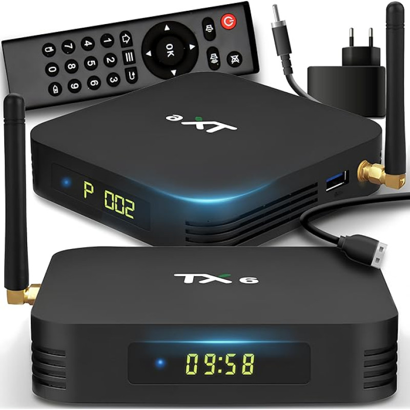 Retoo Android TV Box TX6 koos kaugjuhtimispuldiga | Media Streaming Client | 4GB RAM, 32GB ROM | HDMI, Miracast, HDR, Quad-Core AllWinner H6, 2.4GHz WiFi, Ethernet, USB 3.0, Smart MALI-T720 graafikakaart.
