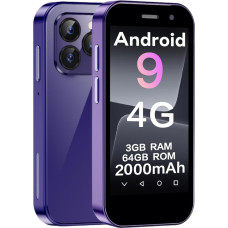 ZOKOE Mini mobiiltelefon nutitelefon lastele 3-tolline ekraan 2600 mAh 3GB RAM 64GB ROM 2.0 + 5.0MP Face Unlock 4G ilma lepinguta telefon (lilla)