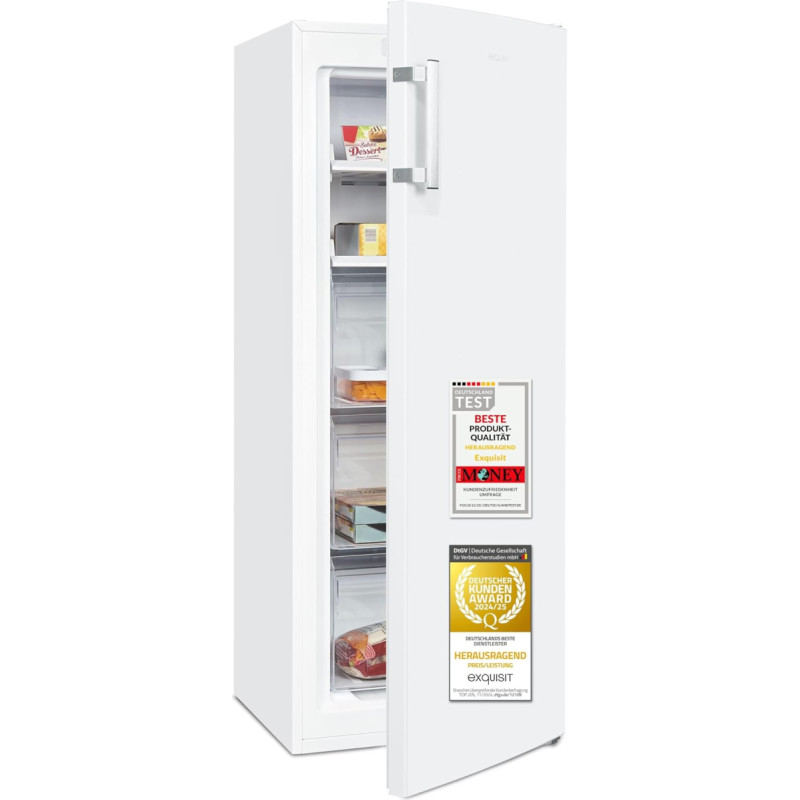 Exquisit NoFrost GS5231-NF-H-040C Freezer Large Freezer 161 Litres Quick Freezer Alarm Function White