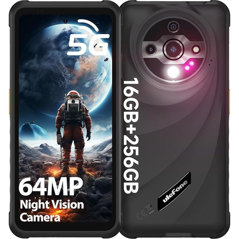 Ulefone Armor X31 Pro 5G Outdoor mobiiltelefon 16GB + 256GB/2TB, Dimensity 6300 Actualisable Android 15 64MP + 25MP Night Vision 6.56 tolli 120Hz 6050mAh IP68 nutitelefon Dual SIM sõrmejälg NFC 2 aastat