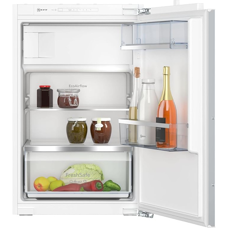 NEFF KI2222FE0, N 50, Built-in Fridge with Freezer, 88 x 56 cm (H x W), Cool 104 L, Freeze 15 L, 35 dB, LED Lighting, Fresh Safe, Eco Air Flow, Flat Hinge, Made in Germany