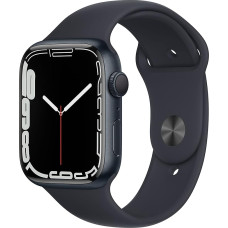 Apple Watch Series 7 (GPS, 45 mm) alumiiniumist korpus Midnight koos Midnight spordirihmaga (uuenenud)