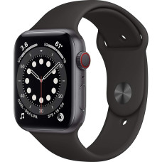 Apple Watch Series 6 (GPS + mobiilside, 44 mm) alumiiniumist korpus Space Grey koos musta spordirihmaga (uuenenud)