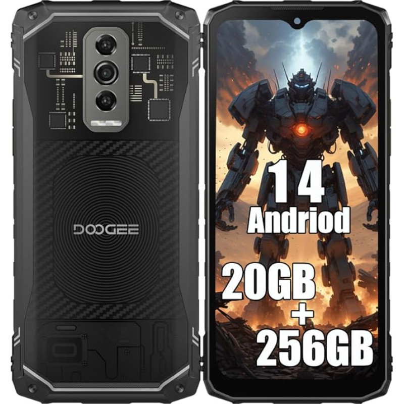 DOOGEE Blade 10 Ultra nutitelefon ilma lepinguta (2024), 20GB + 256GB, 10,7mm õhuke Simlock-free mobiiltelefon, vastupidav 4G, 50MP kaamera + 8MP välitelefon, 5150mAh aku, Android 14, 6.56