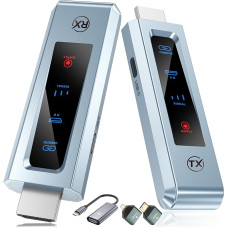 Traadita HDMI saatja ja vastuvõtja, 98FT/30M stabiilne ühendus, 2.4G/5G kaasaskantav HDMI juhtmevaba LED ekraaniga, Plug & Play video- ja audiofailide striimimiseks sülearvutist, arvutist HDTV-sse, projektorisse.