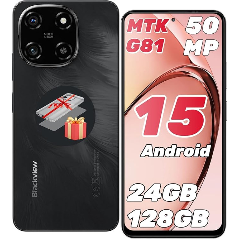 Blackview Color 6 KI Handy Ohne leping 24GB+128GB /2TBTF ,MTK G81 Octa Core 2.0GHz ,6.67