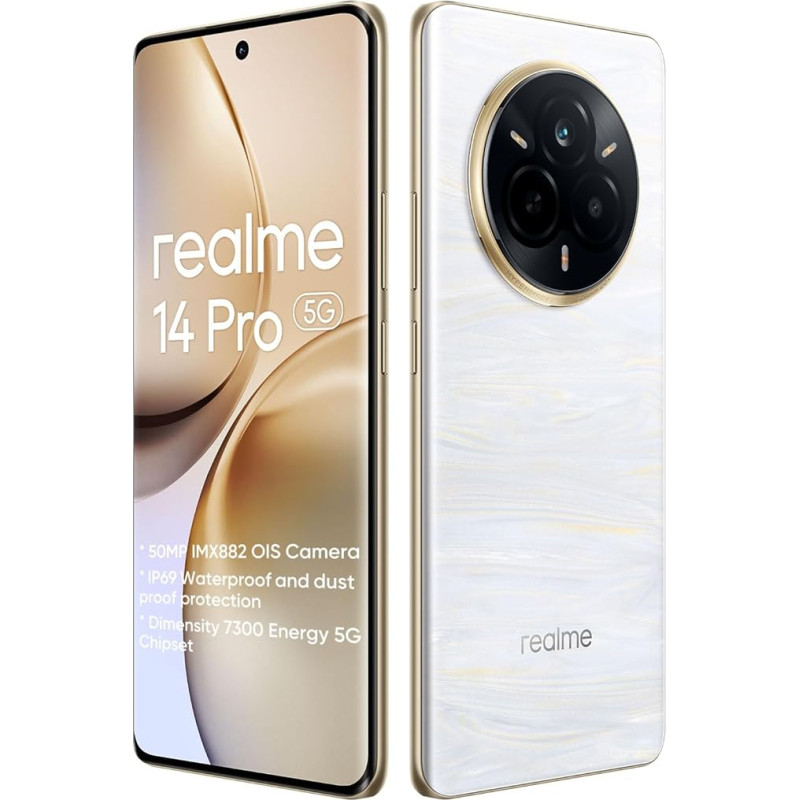 realme 14 Pro 5G nutitelefon 8+256GB Kaamera 50MP IMX882 OIS Protsessor Dimensity 7300 Kaarev ekraan 120Hz 6,77