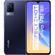 Vivo V21 5G nutitelefon, 8 GB + 128 GB, 44 MP Super Night Selfie OIS-iga, 64 MP kolmekordne kaamera, 90 Hz kõrge värskendussagedus, äärmiselt õhuke, 6,44 tolli, Dual SIM (hämaruse sinine)