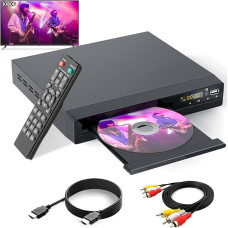 DVD CD-mängija telerile, konverteerimine HD 1080p, kõik piirkonnad, katkestuspunktimälu, sisseehitatud PAL/NTSC, USB 2.0