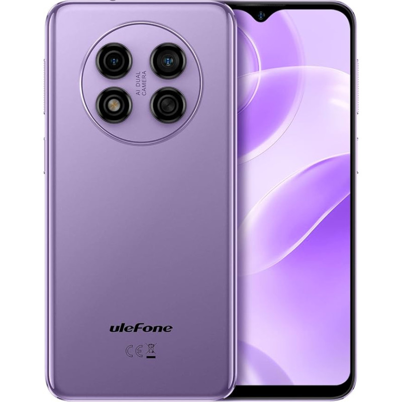 Ulefone Note 15 3G nutitelefon ilma lepinguta, 3 kaardipesa, Quad Core 5GB + 32GB, Dual SIM Android 12 mobiiltelefon, 6.22 tolli HD+, 8MP + 5MP kaamera, 4000 mAh aku, Face Unlock GPS Lilla