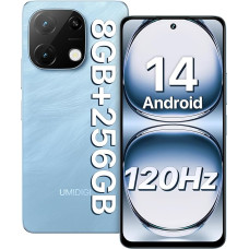 UMIDIGI mobiiltelefon Android 14, 8 (4+4) + 256GB/1TB TF nutitelefon ilma lepinguta, 120Hz 6,8-tolline HD+ nutitelefon, Bluetooth 5.2, 5000mAh, Octa Core, 4G Dual SIM/Face ID/Fingerprint/13MP/GPS/OTG Märkus