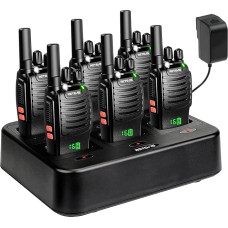 Retevis H777H Professional Walkie Talkie ekraaniga, PMR raadioside 6-kohalise laadijaga, litsentseeritud tasuta käsiraadio, C-tüüpi laadimine, ohutus, logistika (6 tk, must)