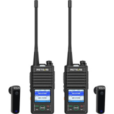 Retevis RB658 Walkie Talkie, Bluetooth-raadio, rakenduse juhtimine, 1,77-tolline ekraan, 1800 mAh Walkie Talkies traadita kõrvaklappidega, laevastikele, sõidukijuhtimisele (2 tk, must)