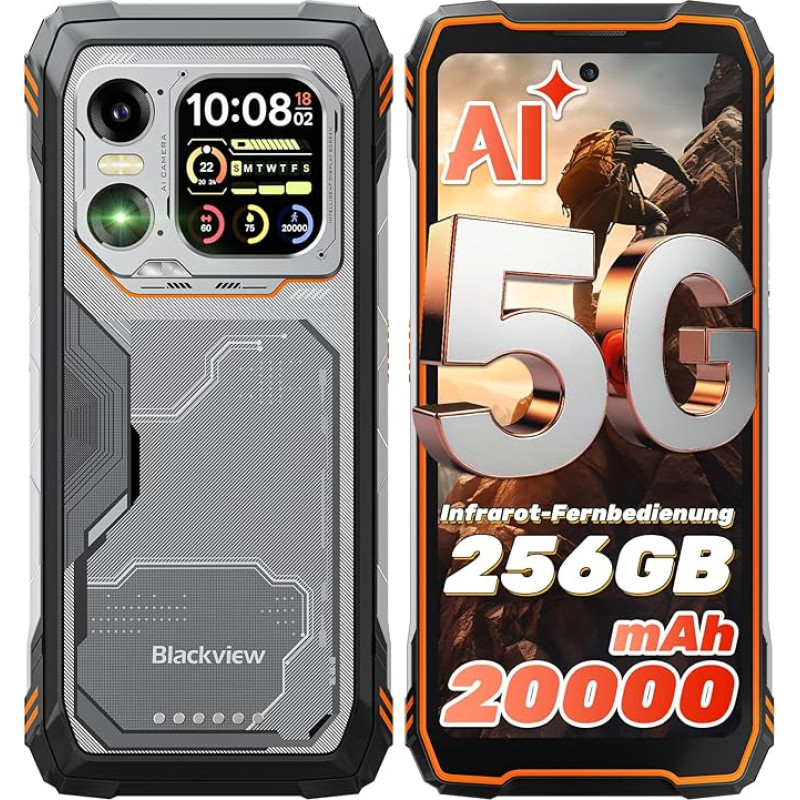 Blackview Xplore1 5G mobiiltelefon (20000mAh), AI Outdoor Smartphone Android 15.36GB + 256GB / 256GB / 2TB, 6,78-tolline 2.4K 120Hz/64MP + 50MP / 20MP öine nägemine / paksus 7050 / IP68 IP69K / Dual SIM / NFC / GPS / 170LM