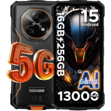 DOOGEE Fire 7 5G Android 15 mobiiltelefon väljas ilma lepinguta 13000 mAh Dimensity 6300 256GB + 16GB väljas nutitelefon 64MP AI kaamera, 6,6-tolline IPS ekraan, 3 kaarti Dual 5G SIM/IP68/GPS