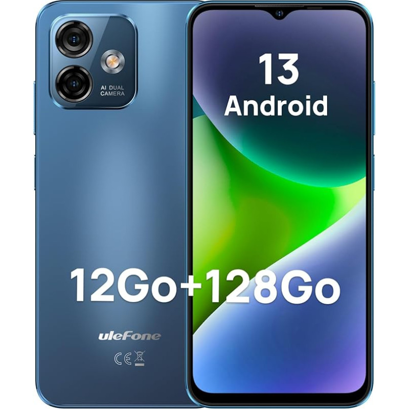 Ulefone Android 13 Note 16 Pro 128GB + 12GB/TF-256GB mobiiltelefon, 50MP + 8MP, 8-tuumaline, 6,52-tolline HD+, 4400mAh nutitelefon, 4G Dual SIM, Face ID/Fingerprint/GPS/5G WiFi/2-aastane garantii