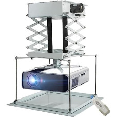 CGOLDENWALL 70CM elektriline projektori tõstuk lae kinnitus Projektori riputuskinnitus projektori paigaldus kaugjuhtimispuldiga Double mootorid & Max koormus 20kg