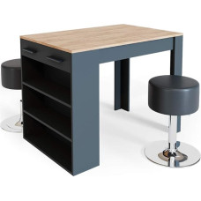 Vicco Baarilaud, söögilaud, Bistro laud, söögilaud, sahtli, riiuliga, baar, valge, soovi korral koos baaritooliga