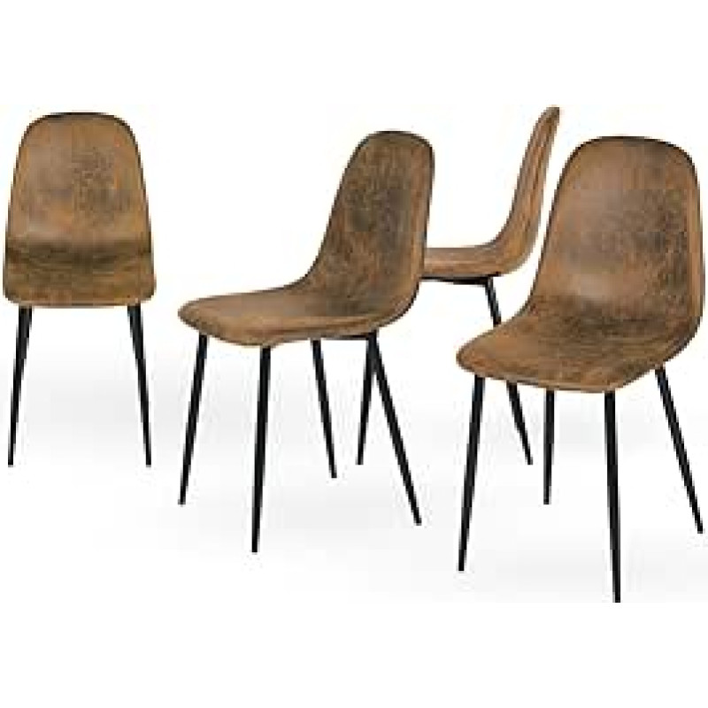 Homy Casa söögitoolid Pehmed toolid ja seljatoega köögitoolid soliidsete metalljalgadega elutuppa pruunid