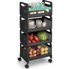 Sekey rulluskäru, köögikäru 4 tasandiga, teras, 360° kummist rattad piduriga, sile värvitud, roostekindel, käepide, riiul ratastel köögi, vannitoa, elutoa, tööruumi, magamistoa jaoks.