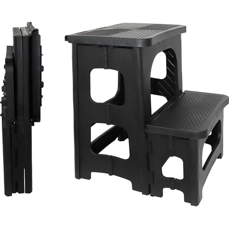 2 astmeline stäkk Kokkupandav stäkk koos kandevõimega Libisematu astmeline jalatool Kaasaskantav kokkupandav ilmastikukindel köögi, kodu, kontori, välistingimustes kasutamiseks