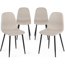 Homy Casa söögitoolid Pehme slubbed kangas Skandinaavia aktsent küljetoolid musta metallist jalad köögi söögituba elutuba magamistuba tume beež komplekt 4 tk