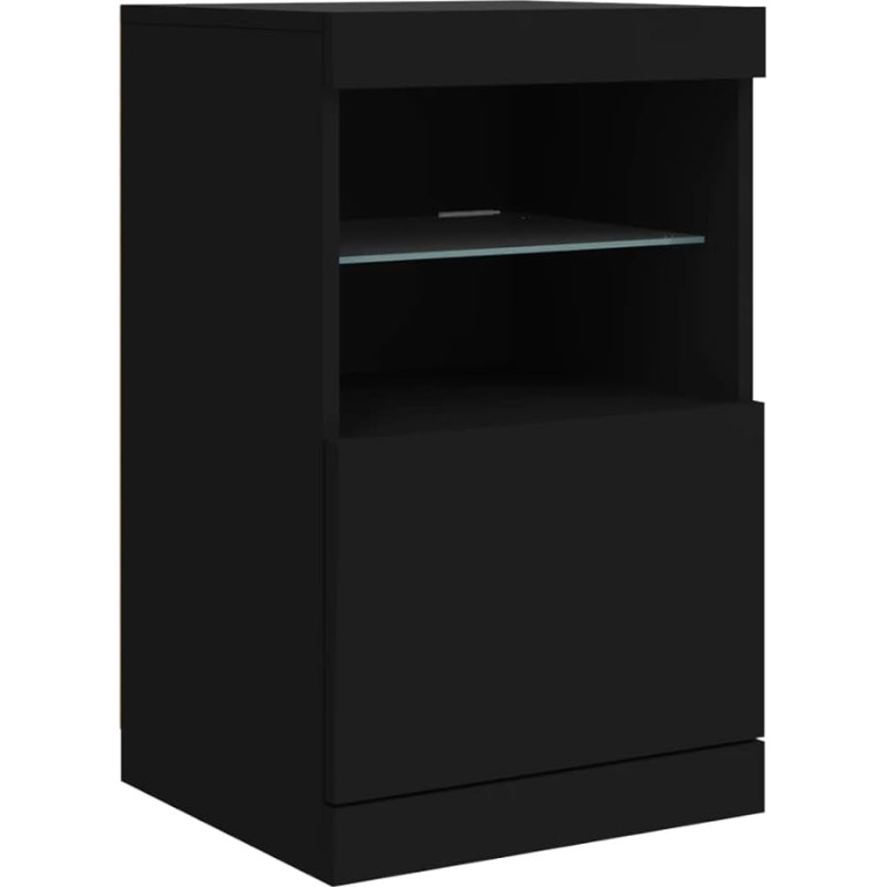 vidaXL küljepaneel, kapp, palju hoiuruumi, LED tuledega kõrgkapp, küljepaneel, külgkapp, seisev kapp, kaasaegne, must