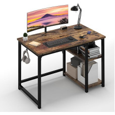 JUMMICO 100cm kirjutuslaud riiulitega, laud hoiuruumiga, tugev teraskonstruktsioon - paremal või vasakul asuv kirjutuslaud - rustikaalne pruun