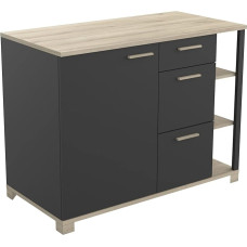 Demeyere aluskapp 1 Po/3T L120 töökoda, puitmaterjal, Kronberg tamm ja matt must, 1 200 x 600 x 924 mm