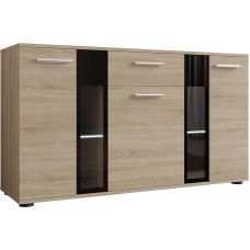 Salsa sahtlilaud Highboard Sideboard kapp Natural Tones multifunktsionaalne kapp elutoa kapp Sideboard (sinise LED valgustusega, Sonoma tamm)
