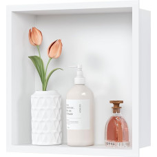 Qeke 304 roostevabast terasest seina süvendatud dušinurk koos raamiga, vannitoa hoiustamiseks mõeldud süvendatud nišš, veekindel süvendatud nišš, ei nõuta plaatimist, ühekordne kiht, 30 x 30 x 10 cm, valge