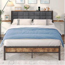 JUISSANO polsterdatud voodi 140 x 200 cm lamelliraamiga, metallist ja puidust voodiraam, kaasaegne metallist voodiraam/voodi 140 x 200 cm koos panipaigaga ja 2 tiibadega küljelauaga, kaheinimesevoodi, must + voodipesu.