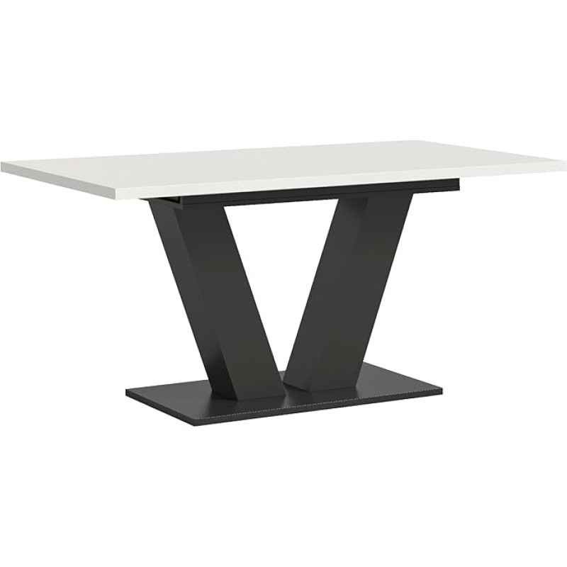 xonox.home - Motion söögilaud 150 - 190 x 76 x 90 cm, valge V-raamiga, hall Nb - elutoa laud - kaasaegne ja funktsionaalne