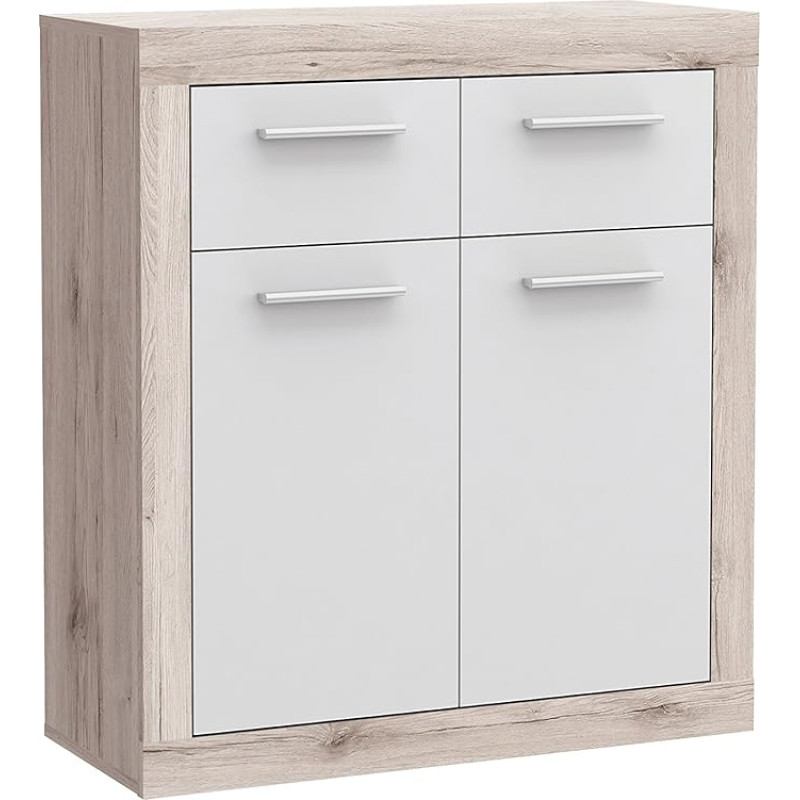 FORTE Baccio kapp 2 ukse ja 2 sahtliga, puitmaterjal, liivtamm/valge, 83,20 x 34 x 91,50 cm