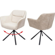 Mendler 2 söögitooli HWC-K33 Köögitooli pöörlev automaatne asend Kangas MVG kunstnahk kreemjas