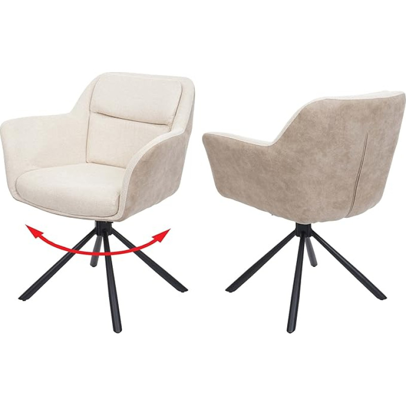 Mendler 2 söögitooli HWC-K33 Köögitooli pöörlev automaatne asend Kangas MVG kunstnahk kreemjas