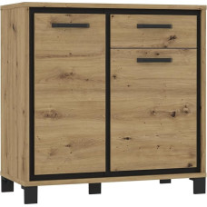 Forte TRONDHEIM küljepaneel 1 sahtli ja 2 uksega, puitmaterjal, Artisan tamm / must tamm, B x K x S: 91,4 x 91,2 x 41,5 cm