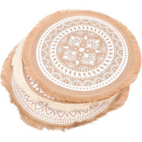 TOYANDONA 3 Stück Teiliges Macrame Mandala Tischset Rund Hitzebeständige Baumwolle Tischsets mit Quasten Dekorative Platzsets für Küche Esszimmer Party und Familienfeiern