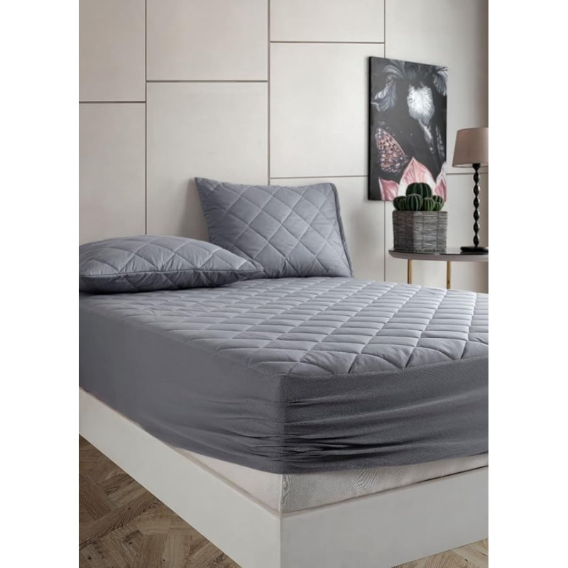 Puuvillane madratsikaitse hüpoallergeenne elastne lint hingav ja mugav veniv madratsikatte (Hall, 140 x 190/200+ (35-40))