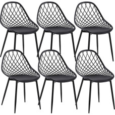 buybyroom Söögitoatoolide komplekt 6 söögitooli seljatoega metallist jalad elutuba tool Shell tool aiatoolid mustad