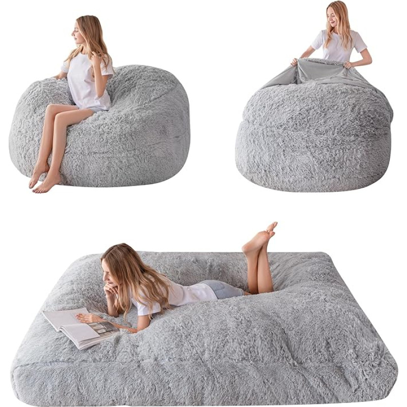 MAXYOYO Giant Bean Bag Bed - ümberkujundatav Bean Bagist voodiks - suur diivan koos pluusi katte ja koheva täidisega täiskasvanutele, külalistele (Hall, 150 x 200 cm)