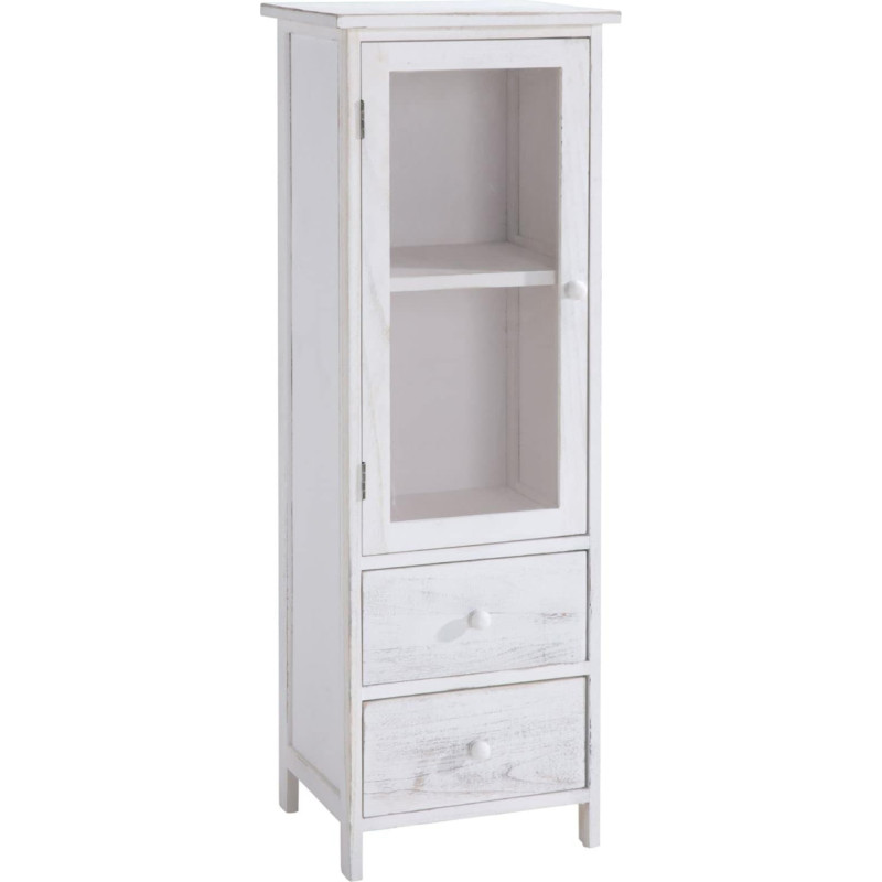 CARO-Möbel Etania Vitriinkapp Vintage Look valge 1 ukse ja 2 sahtliga