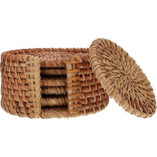 JECOMPRIS 1 komplekt kootud teetassimattide komplekt, ümmargused lauakatted, tükikomplekt koos karbiga, kuumakindlad allapanijad stiilseks lauakaunistuseks, et kaitsta kriimustuste ja plekkide eest