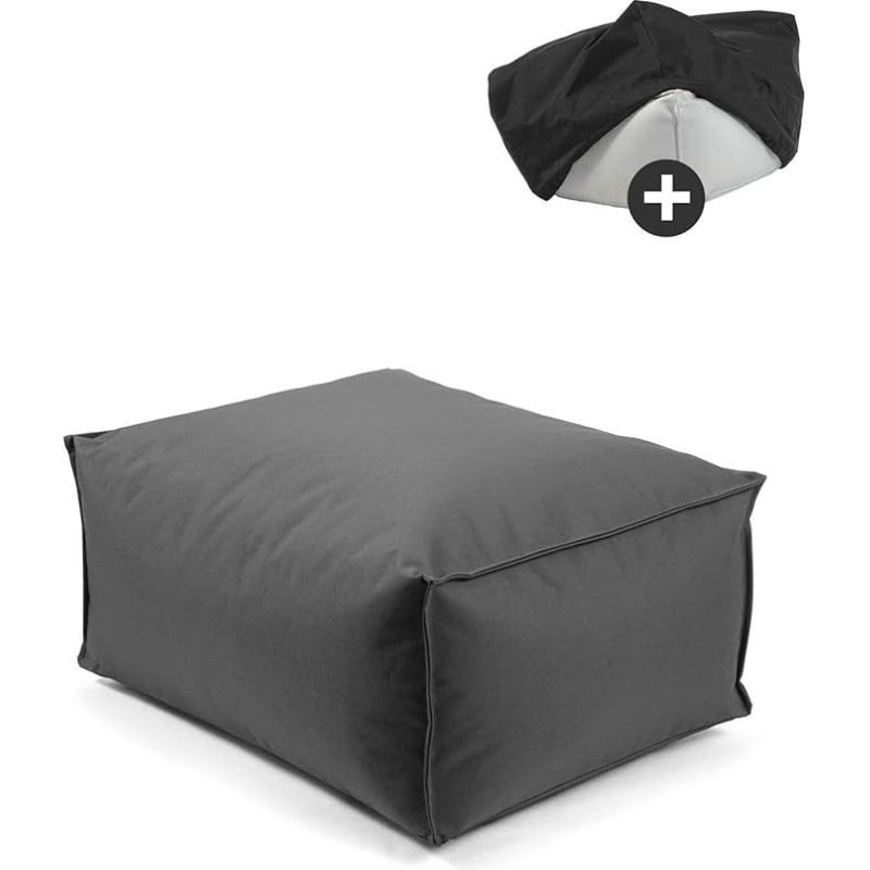mokebo® Outdoor Pouf või Stool 65 x 45 cm koos kaitsva kattega 'Der Ruhestifter', istmik, jalatugi, istmepadi, istmepouf EPS helmetäidisega ja kattega, ainult vetthülgav ja kaitsva kattega.